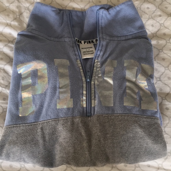 Victoria's Secret Pink Blue&Gray Pullover Half Zip - Picture 4 of 4